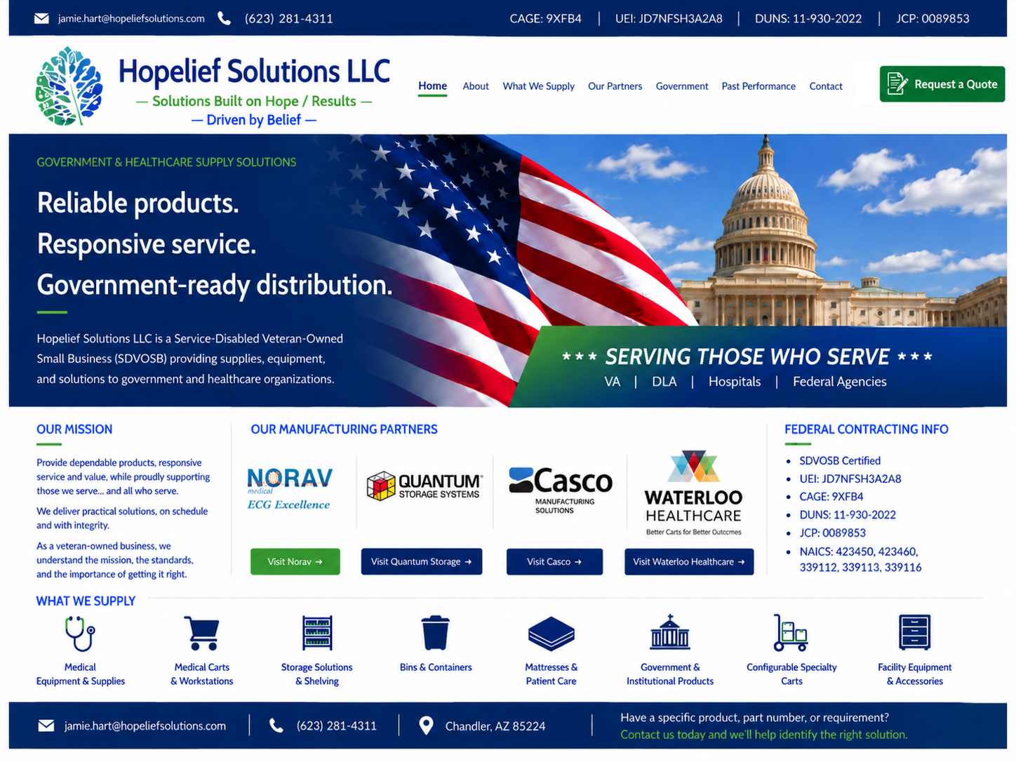 Hopelief Solutions LLC certified SDVOSB government and healthcare supply solutions